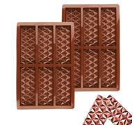 2 Pcs Silicone Chocolate Mould 6 Cavities Break Apart Chocolate Molds Reusable Chocolate Bar Molds for Crafting Homemade Chocolates Candies and Desserts