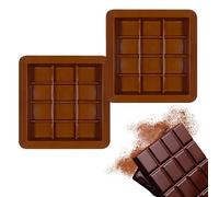 2 PCS Silicone Chocolate Moulds 12 Cavity Thick Chocolate Bar Moulds Reusable Non-Stick Candy Bar Mold for Homemade Chocolates Candies Ice Cubes and Desserts