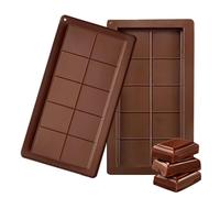 2 Pcs Silicone Chocolate Moulds for Special Chocolate Bars, Keto Fat Bombs, Energy Protein Bars, Wax Melt Moulds, 3D Square Grid Pattern, Non-Stick Baking & Freezing Tray,25.2 * 14.1 * 2 cm