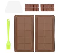 2 Pcs Silicone Chocolate Moulds, Non-Stick 10 Cavity Reusable Silicone Chocolate Bar Sweet Moulds with Spatula, DIY Baking Molds for Chocolate Praline Sweets
