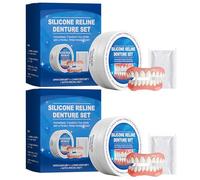 2 Pcs Silicone Dentures, Dentures Teeth Top and Bottom, Soft Comfortable False Denture Set Full Mouth for Men Women Fit Over Existing Teeth