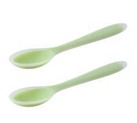 2 Pcs Silicone Dinner Spoon, Multi-Purpose Surrounding Transparent Design Soft Texture Ergonomic Design for Mixing Soup Spoon Rice Porridge Spoon Serving Kitchen Restaurant (Green)
