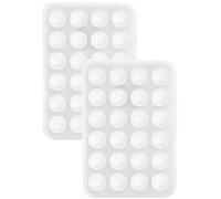2 Pcs Silicone Double-Sided Phone Suction Cups, 24 Small Adsorption Mounts, Food-Safe Universal Lazy Cellphone Holder, Washable Multi-Size White Mobile Stands, Stress Relaxation Toys, 3.1 x 2 in