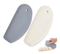 2 Pcs Silicone Dough Scraper 17.5x8cm, Flexible Curved & Straight Edge Bowl Scraper, Food Grade Non-Stick Kitchen Tool for Baking Bread Cake Dish Scraping