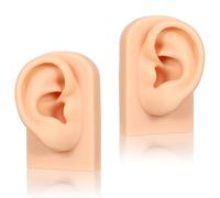 2 Pcs Silicone Ear Model, Left and Right Flexible Fake Ear, Reused Soft Mold Fake Ear, Fake Ear Piercing Practice Silicone Body Parts Realistic, Realistic Ear Mold for Jewelry Display, Skin Color