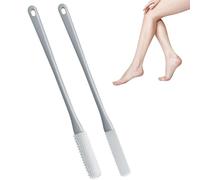 2 Pcs Silicone Foot Cleaning Brush,Long Handle Toe Cleaner,Foot Brush for Shower with Long Handle,Toe Gaps Cleaning Brush,Foot Brush with Two Sizes of Brush Heads,Foot Bath Brush for Elderly (Gray)