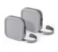 2 PCS Silicone Headphone Organizer Carrying Case, Small Multi-Purpose Silicone Pouch Storage Box with Zipper Closure and Hand Strap for Earbuds, Keys, Charging Cables, Lipsticks, USB Drives (Grey)