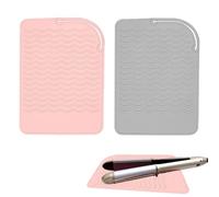 2 PCS Silicone Heat Resistant Mat Travel Anti-Scald Heat Mat for Hair Curling Wand Hair Straighteners and Salon Hot Hair Styling Tools (Pink,Grey)
