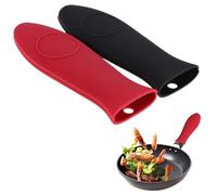 2 Pcs Silicone Hot Handle Holder, Pan Handle Cover, Pan Handle Sleeves Heat Protector Resistant Saucepan Handle Covers, cast iron handle cover For Cast Iron Skillets & Metal Frying Pans(Black & red)