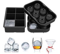 LUCKEA Ice Cube Tray Silicone Large Ice Ball Maker - Easy Release Reusable BPA Free, Ice Tray for Cocktails Whiskey, Particles, Juice, Chocolate Mold, 6 Cubes & 6 Balls