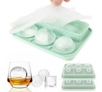 2 Pcs Silicone Ice Cube Tray with Lid and Funnel Large Sphere Ice Cube Moulds Reusable Whiskey Ball Maker Easy Release Silicone Whiskey Moulds Set for Cocktail Juice Coffee