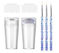 2 PCS Silicone Jelly Stamper, 3 PCS Nail Dotting Pen Double Sided Nail Art Stamper Transparent Nail Stamper French Tip French Manicure Kit with Scraper for French Manicure Home DIY Nail Salon