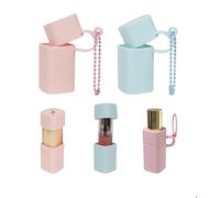 2 pcs Silicone Lip Balm Holder Lipstick Cases Keychain Chapstick Case Holder Lip Balm Sleeves Pouch, Portable Silicone Lip Gloss with Ball Bead Chain ((Purple03, + Green04))