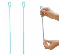 2 pcs Silicone Long Straw Cleaner Brush Small Bottle Brush Non-slip Handle Soft Bendable Reusable Cleaning Tool for Metal Glass Plastic Straw & Bendable Pipe 6mm 9mm Blue