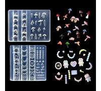2 Pcs Silicone Nail Molds 3D Cream Nail Art Mold Creamy Bow Hearts Mushroom Charms Clear Modeling Templates Mold for Resin Epoxy Professional Supplies