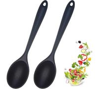 2 PCS Silicone Nonstick Kitchen Spoon Set, Heat-Resistant Cooking Spoons, Cooking Spoon for Stirring, Scooping and Mixing (Black)