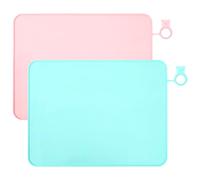 2 PCS Silicone Placemats,Non Slip Table Mats,BPA Free Non Slip Portable Eating Table Mats, Large Size Heat-Resistant Food MatsDining Mat, Dishwasher Safe
