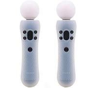 2 pcs Silicone Rubber Cover Anti-Slip Protective Skin Case for PS4 VR Move PS Move Motion Controller White
