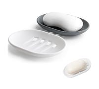 2 Pcs Silicone Soap Dish, Anti-Slip Soap Holder Flexible, Self Draining Shower Soap Holder for Bathroom, Shower, Kitchen,Easy Cleaning