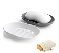 2 Pcs Silicone Soap Dish, Anti-Slip Soap Holder Flexible, Self Draining Shower Soap Holder for Bathroom, Shower, Kitchen,Easy Cleaning