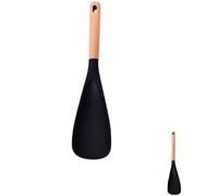 2 Pcs Silicone Spatula Spoon Set, Black Multifunction Cooking Spoons with Wood Handle, Versatile Kitchen Utensils for Baking and Cooking, Tools for Daily Stirring and Serving