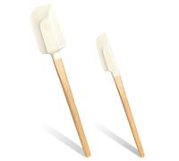 2 PCS Silicone Spatula Wood Handle, Rubber Spatulas for Cooking, Small Spatula Silicone Jar Scraper, Small Rubber Spatulas for Kitchen Cooking, Baking, Mixing