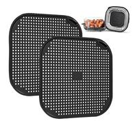 2 pcs Silicone Splash Guard for Ninja FN101 Airfryer, Reusable Heat Resistant Oil Splatter Mat with Secure Lock Tabs & Easy-Lift Handle, Ninja Crispi Air Fryer Accessories