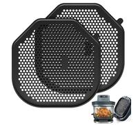 2 PCS Silicone Splatter Shield Heat-Resistant Splash Guard for Ninja Crispi Pro Glass Air Fryer -Replacement Parts AS101CY,Compatible with Ninja Crispi Pro Accessories & Crisp Containers (Black)