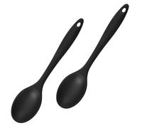 2 Pcs Silicone Spoons for Cooking, Heat-Resistant Nonstick Cooking Spoon Set,Contains Two Serving Spoon, Large Black Silicone Spoon Utensils for Kitchen