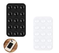 2 Pcs Silicone Suction Cup Phone Holders, Multifunctional Sticky Phone Holder Case, For Shower, Car, Mirror & Selfies (Black White)