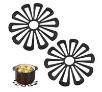 2 Pcs Silicone Trivet Mat,Trivets for Kitchen Worktops,Trivets for Hot Pans,Heat Mats for Kitchen,Kitchen Worktop Protector, Heat Resistant Non Slip,Heatproof Mat for Bowl Dishes Pot (Black 16.8cm)