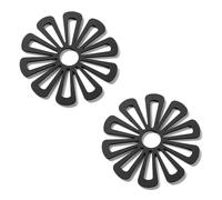 2 Pcs Silicone Trivets Mat Set, Hot Pan Stand, Heat-Resistant Pan Stand, for Stacking Bowl Dishes Pot Non Slip Countertop Hot Pans Household Table Kitchen Worktops Protective Mat (Black)