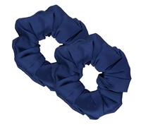 2 Pcs Silk Hair Scrunchies for Frizz Prevention, 100% Mulberry Silk Hair Ties, Elastic ponytail Holders Silk Hair Scrunchies for Women Hair Breakage Prevention(Navy Blue)