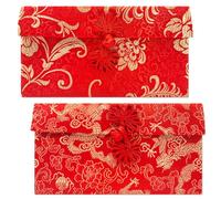 2 Pcs Silk Red Envelopes Chinese New Year 2026,Years of Horse Traditional Packets with Classic Embroidery Element of Dragon and Phoenix,Spring Festival Red Lucky Money Pocket Gift