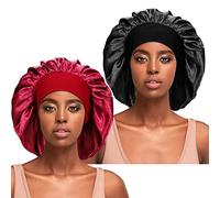 2 Pcs Silky Sleep Bonnet for Curly Hair, Large Hair Braids Bonnets Satin Sleeping Cap Night Caps for Women Hair Care