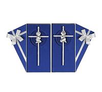 2 PCs Silver Baby Wall Cross Baptism Gifts for Boy and Girl Christening First Communion Dedication Gift for Baby Girls Goddaughter Religious Baptismal Children Crosses Gifts from Grandparents, 7in