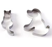 2 Pcs Silver Cookie Cutters Set Cat Dog Cookie Cutter Stainless Biscuit Cutters Baking Molds Animal Shape Suit Small Cookie Cutters for Kitchen Baking Tool Cutters