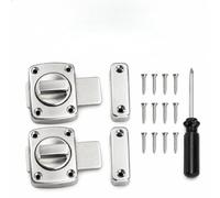 2 Pcs Silver Door Locks, Bathroom & Bedroom Turn Button Latches, 54 x 38 mm | Zinc Alloy Rotary Mechanism Suits Private Interiors, Helping Home Users Create Simple Access Control With Supplied Fittings