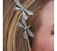 2 Pcs Silver Dragonfly Hair Clip Wedding French Retro Antique Barrette Bridal Headdress Head Wear Styling Hair Accessories for Girls Women Ladies Bobby Pins Hairpins