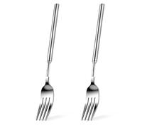 2 PCS Silver Extendable Fork Long Fork Prank 8.6 to 24.8in Expandable Telescoping Extension Forks for Jokes, Telescopic Stainless Steel Dinner Forks for Dinner Fruit Salad and Dessert