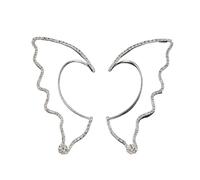 2 PCS Silver Gothic Non - Pierced Fairy Pixie Elf Ear Cuffs with Butterfly Accents, Enchanting Earrings for Women, Trendy Fantasy Jewelry