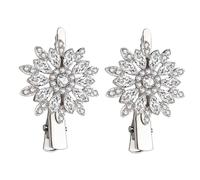 2 Pcs Silver Hair Accessories, Silver Hair Clips, Barrette Set with Rhinestone Flower Design