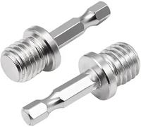 2 Pcs Silver Outer Conversion Rod M10+M14 Woodworking Hex Socket Adapter Converter Impact Power Drill Sockets Adapter Chuck Hex Shank Converter Drill Chuck Power Drill Parts Accessories