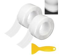 2 PCS Simple Seal,Transparent Bath Sealant Strip,Waterproof Sealant Tape,Self-Adhesive Simple Seal Tape for Bathroom,with Scraper,3.2m × 2.2cm,Suitable for Bathtub,Toilet,Wall,Corner,Kitchen