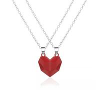 2 Pcs Simple Trendy Couple Necklace Friendship Heart Pendant Necklace#-A5