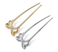 2 Pcs Simplicity Bow Hair Pins, Fashion French Style Hairpin U-Shaped Hair Pins Metal 2 Prongs Hair Stick Twist Hair Tool Chignon Hair Pin Hair Fork for Women Styling Accessories