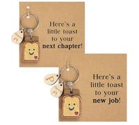 2 Pcs Simulation Bread Toast Keychain, Funny New Chapter New Job Gifts for Women & Coworkers, Good Luck Toast Keyring Gifts for New Beginnings, Congratulations Gifts for Friends, Teacher, Retirement