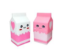 2 Pcs Simulation Milk Decompression Toys for Children Resilience and Slow Carton Toy Relaxation Toy Pink Bottle Squeeze Pressure Relief Toys Random Color