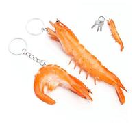 2 Pcs Simulation Shrimp Keychain Prawn Keyring Cute Animal Handbag Charm Pendant Bag Accessory for Woman Girl