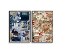 2 PCS Singer Bil-lie Album Vintage Eilish Cute Poster for Room Aesthetic Canvas Wall Art Bedroom Decor Posters 08x12inch(20x30cm)